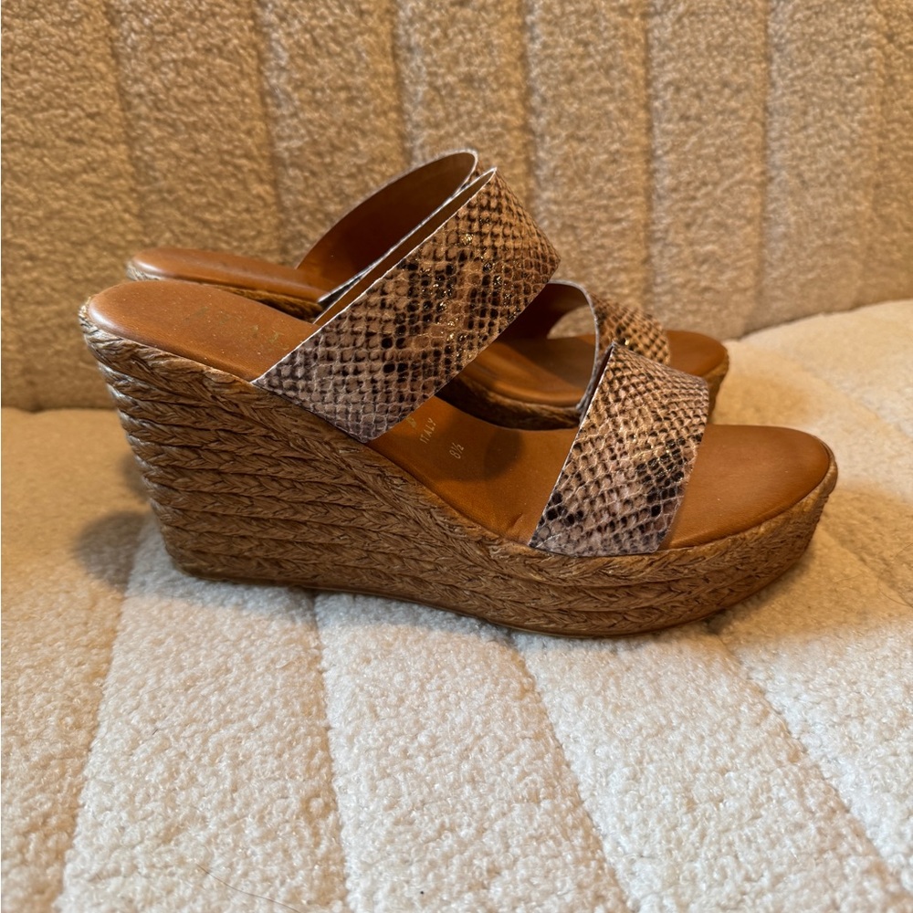 Snake Print Wedge Sandals Made in Italy